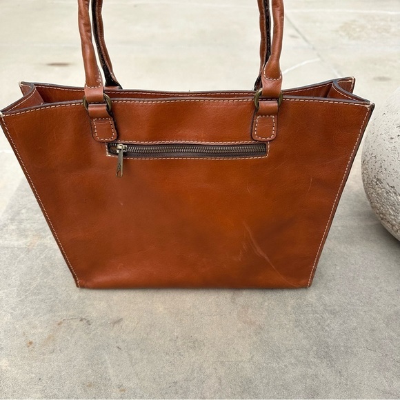 Patricia Nash Zancona Tote Shoulder Bag Studded Tan Brown Leather READ - Picture 2 of 15